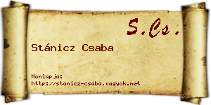 Stánicz Csaba névjegykártya