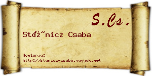 Stánicz Csaba névjegykártya